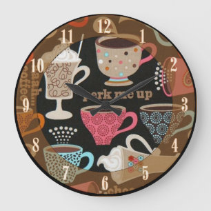 Relógio Grande Coffee Cups Café Wall Clock