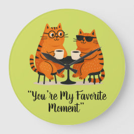 Relógio Grande Coffee Date Cat Couple Wall Clock