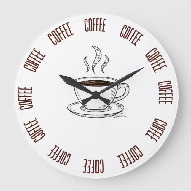 Relógio Grande Coffee Lover Minimal Wall Clock – Modern  (Frente)