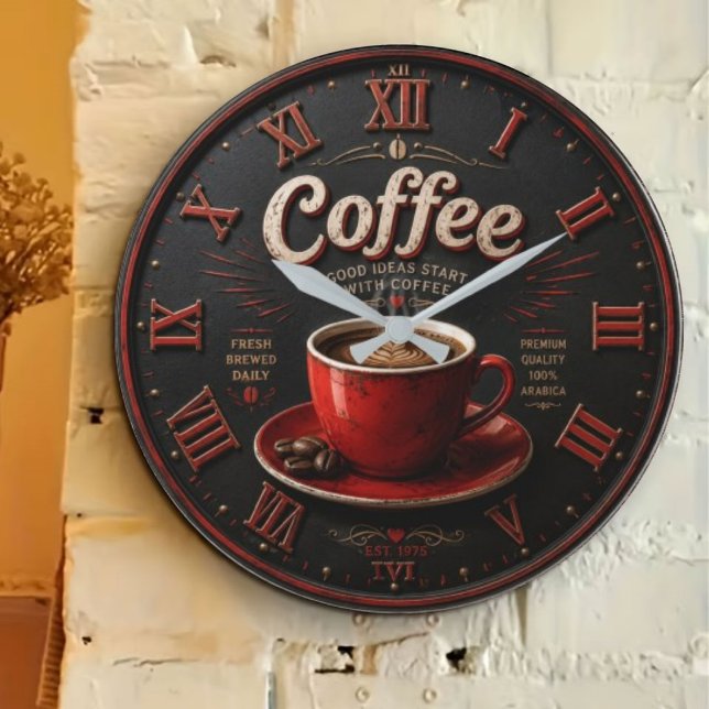 Relógio Grande Coffee Vintage Latte (Criador carregado)