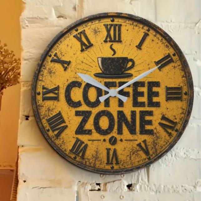 Relógio Grande Coffee Zone Rustic Bar Farmhouse Kitchen Decor (Criador carregado)