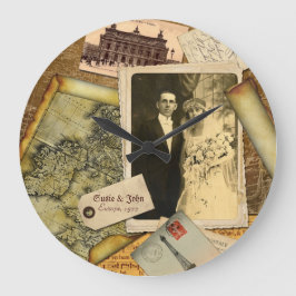 Relógio Grande Colagem customizável da foto do quadro do papel do