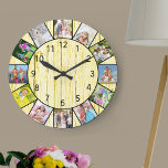 Relógio Grande Colagem de Fotos Personalizada 12 - Ronda de Madei<br><div class="desc">Crie seu próprio relógio de parede exclusivo. Este design de madeira de creme de vintage tem números pretos e parecerá excelente com decoração moderna e rústica da fazenda. O modelo de foto está pronto para você adicionar 12 de suas fotos favoritas. Adicione suas fotos trabalhando no sentido horário a partir...</div>