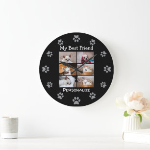 Relógio Grande Colagem de fotos personalizadas do seu cão de esti