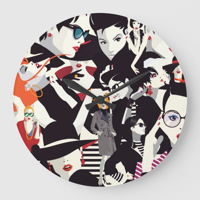 Relógio Grande Colagem de meninas modestas: pop (Frente)