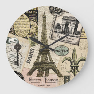 Relógio Grande Colagem de viagem francês do Modern Vintage