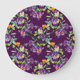 Relógio Grande Colagem floral, padrão sem falhas, abstrato digita