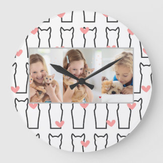 Relógio Grande Colagem Multifotônica Gato Moderno Personalizado