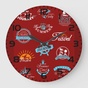 Relógio Grande Coleção de Selos de Viagens Náuticas Antigas