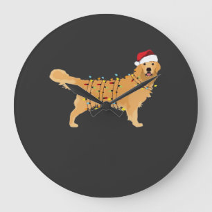Relógio Grande Coletor de Luz de Natal de Férias do Golden Retrie