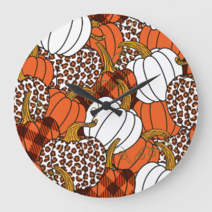 Relógio Grande Colheita Pumpkin Patchwork Vintage Patterno