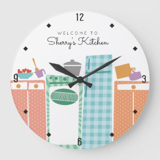 Relógio Grande colorful appliances cooking baking kitchen clock