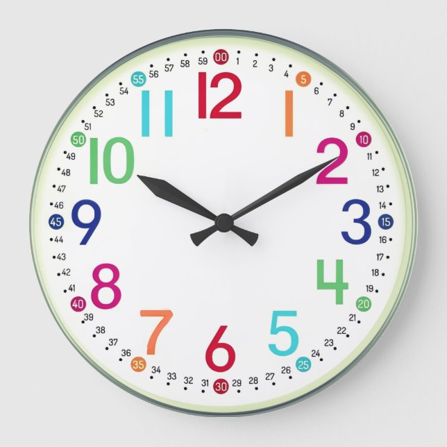 Relógio Grande Colorful Numbered Round Acrylic Wall Clock (Frente)