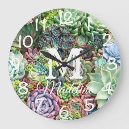 Relógio Grande Colorful Succulent Garden