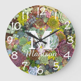 Relógio Grande Colorida Greenerent Succulents