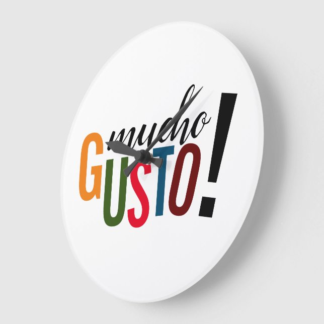 Relógio Grande Colorida Mucho Gusto! Prazer em conhecê-lo (Ângulo)