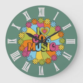 Relógio Grande Colorido Eu Amo Música dos Anos 60 para Amantes de