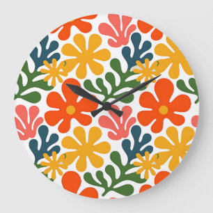 Relógio Grande Colorido Floral Abstrato Matisse Arte Retro