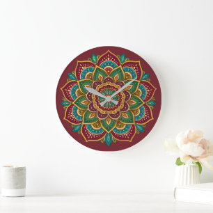 Relógio Grande Colorido Mandala Hippie Boho Espiritual