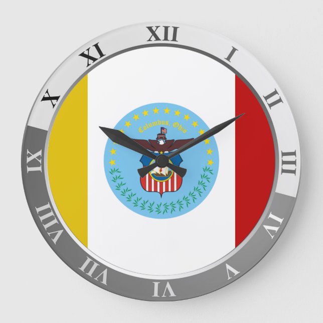 Relógio Grande Columbus flag Large Clock (Frente)