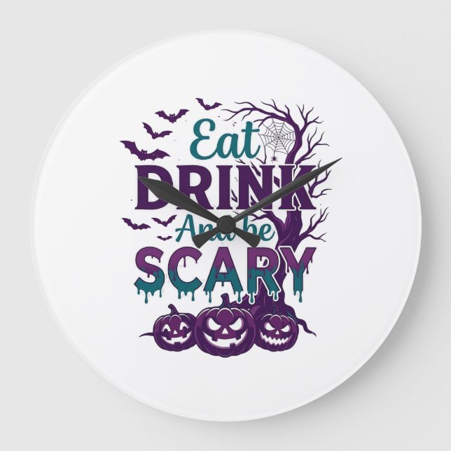 Relógio Grande Coma Beba Seja Assustador Halloween Árvore Assusta (Frente)