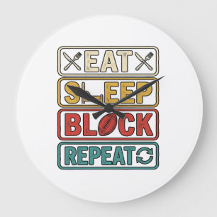 Relógio Grande Comer Dormir Bloquear Repetir Camiseta Vintage de