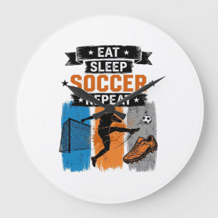Relógio Grande Comer Dormir Futebol Repetir Camisa de Jogador de