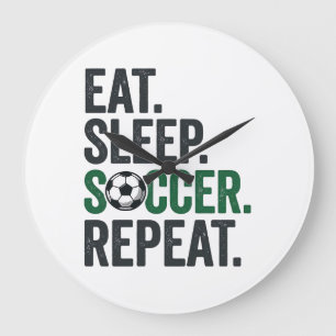 Relógio Grande Comer Dormir Futebol Repetir Camisa Vintage Design