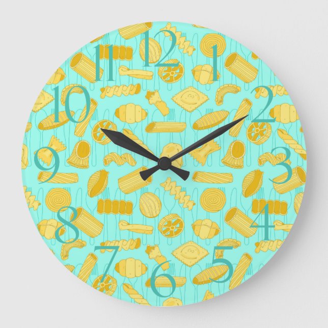 Relógio Grande Comida italiana Restaurante Pasta Formas (Frente)