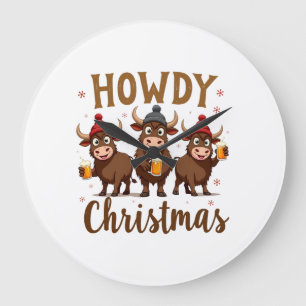 Relógio Grande Como está o Natal, Vaca Highland Divertida Amante