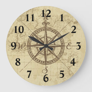 Relógio Grande Compass do Mapa Antigo