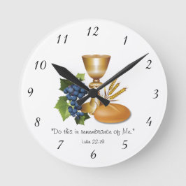 Relógio Grande Comunhão Cristã Luke 22:19 Pão e Vinho