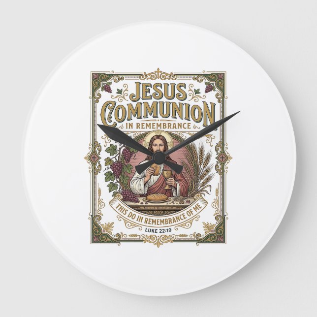 Relógio Grande Comunhão de Jesus Comunhão de Jesus Fé Cristã Vi (Frente)