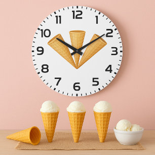Relógio Grande Cone de Sorvete de Waffle Triplo Sobremesa de Verã