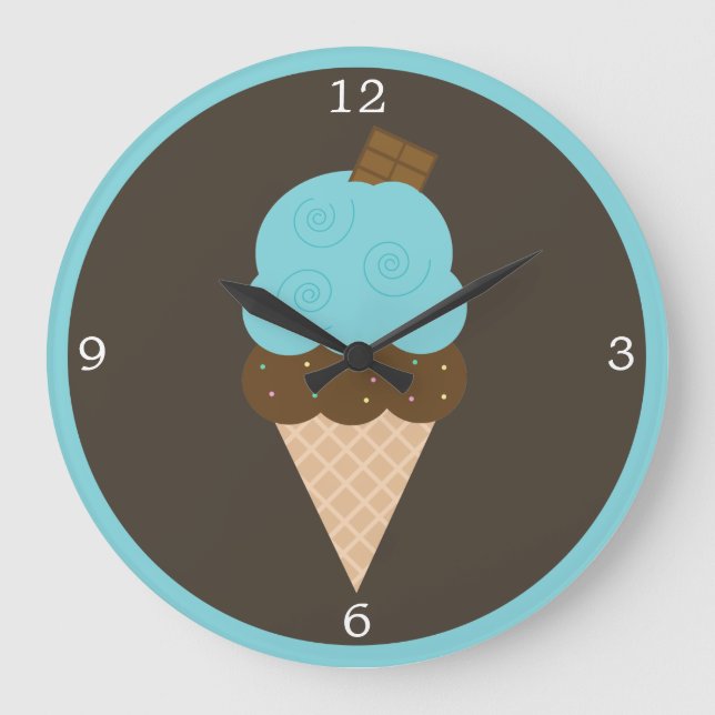 Relógio Grande Cone Sorvete Azul (Frente)