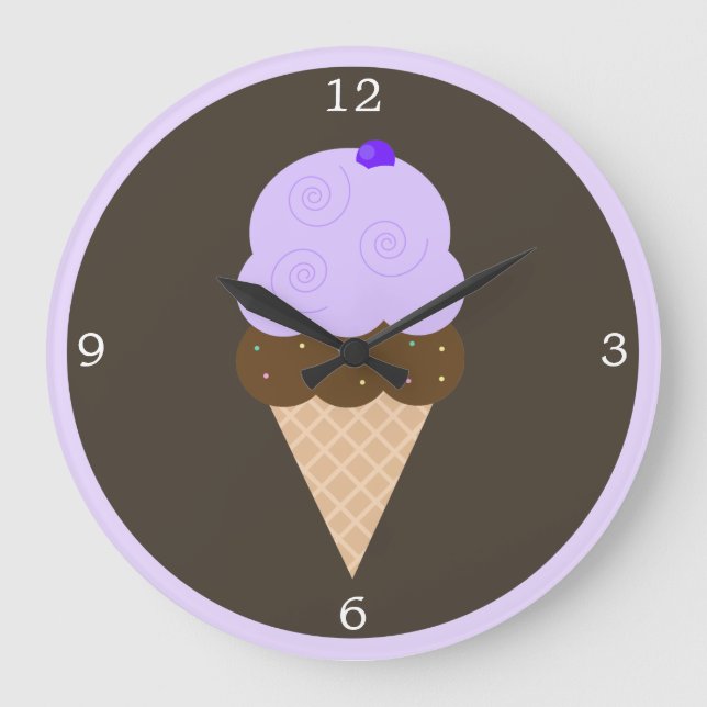 Relógio Grande Cone Sorvete Roxo (Frente)