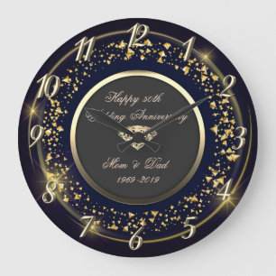 Relógio Grande Confete Dourado, Diamante 50º Aniversário de Casam