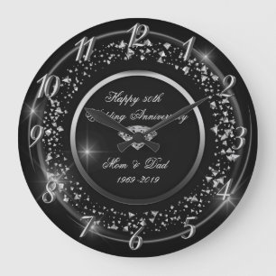 Relógio Grande Confete Prata, Diamante 50º Aniversário de Casamen