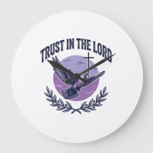 Relógio Grande Confie no Senhor Pombo Design de Camiseta Cristã_1
