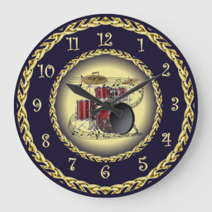 Relógio Grande Conjunto de tambores 02 ~ Rolagem Musical ~ Dourad