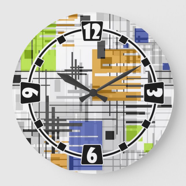 Relógio Grande Cons revestidos de formas geométricas abstrato mod (Frente)