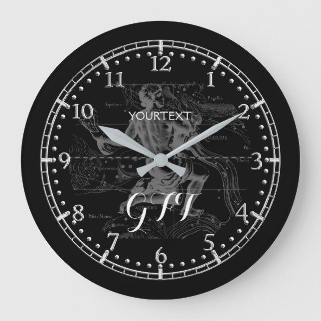 Relógio Grande Constelação de Aquário Vintage Personalizada Zodia (Frente)