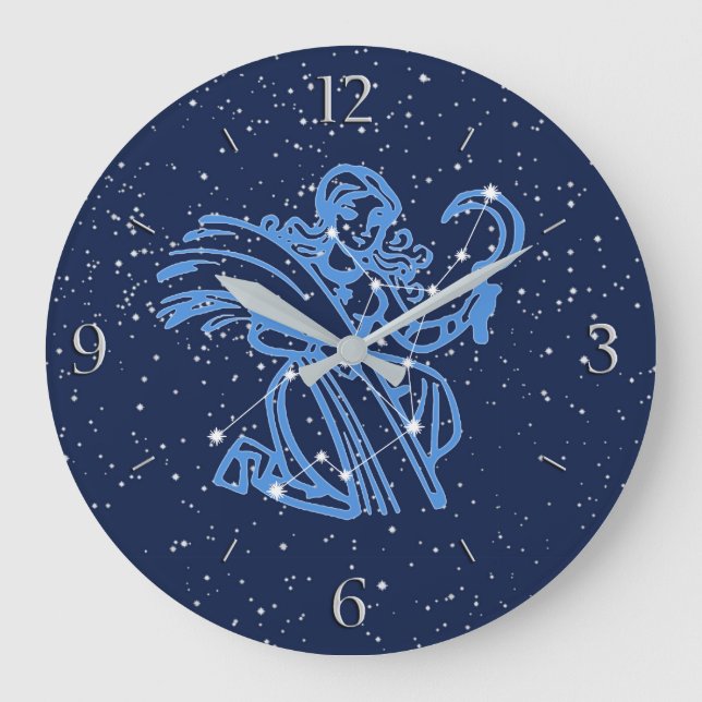 Relógio Grande Constelação de Virgem e Sinal Zodiac com Estrelas (Frente)
