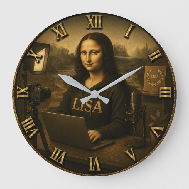 Relógio Grande Content Creator Funny Mona Lisa YouTuber Gift (Frente)