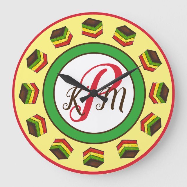 Relógio Grande Cookies arco-íris da padaria italiana de Nonna (Frente)