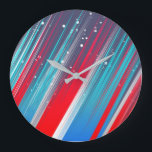 Relógio Grande Cool Abstract Red White Blue Brush Strokes<br><div class="desc">Cool Abstract Red White Blue Brush Strokes</div>