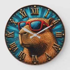 Relógio Grande Cool Capybara with Sunglasses