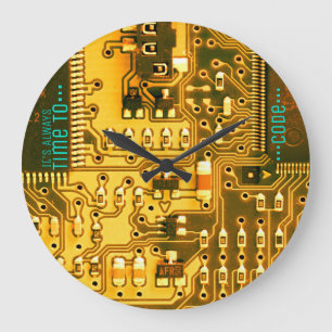 Relógio Grande Cool orange yellow printed circuit electronic PCB