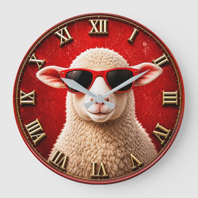 Relógio Grande Cool Sheep Funny Farmhouse Sheep Decor (Frente)