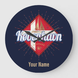 Relógio Grande Copenhagen Capital Denmark Retro Sailing Ship